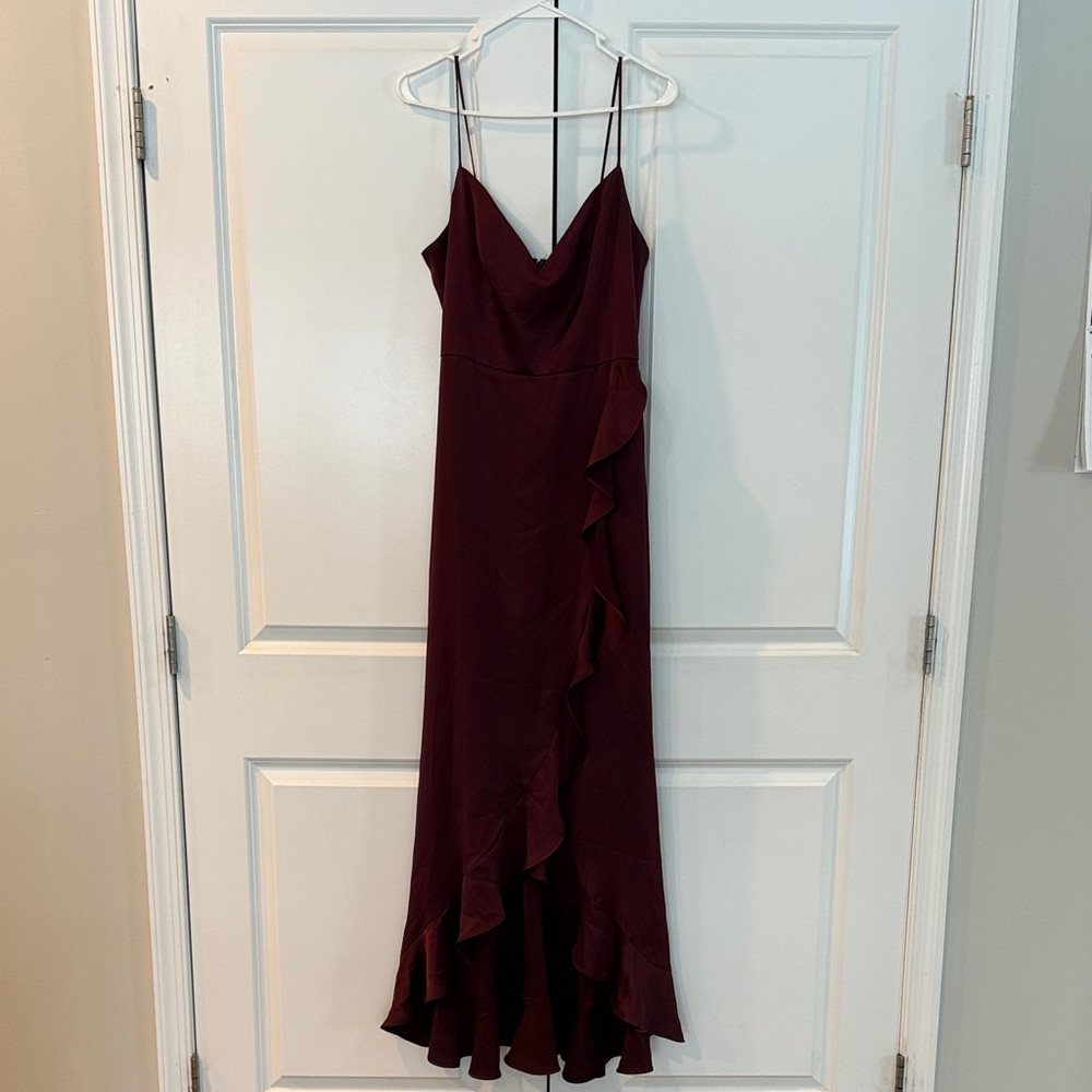 Elegant Burgundy Ruffle Dress